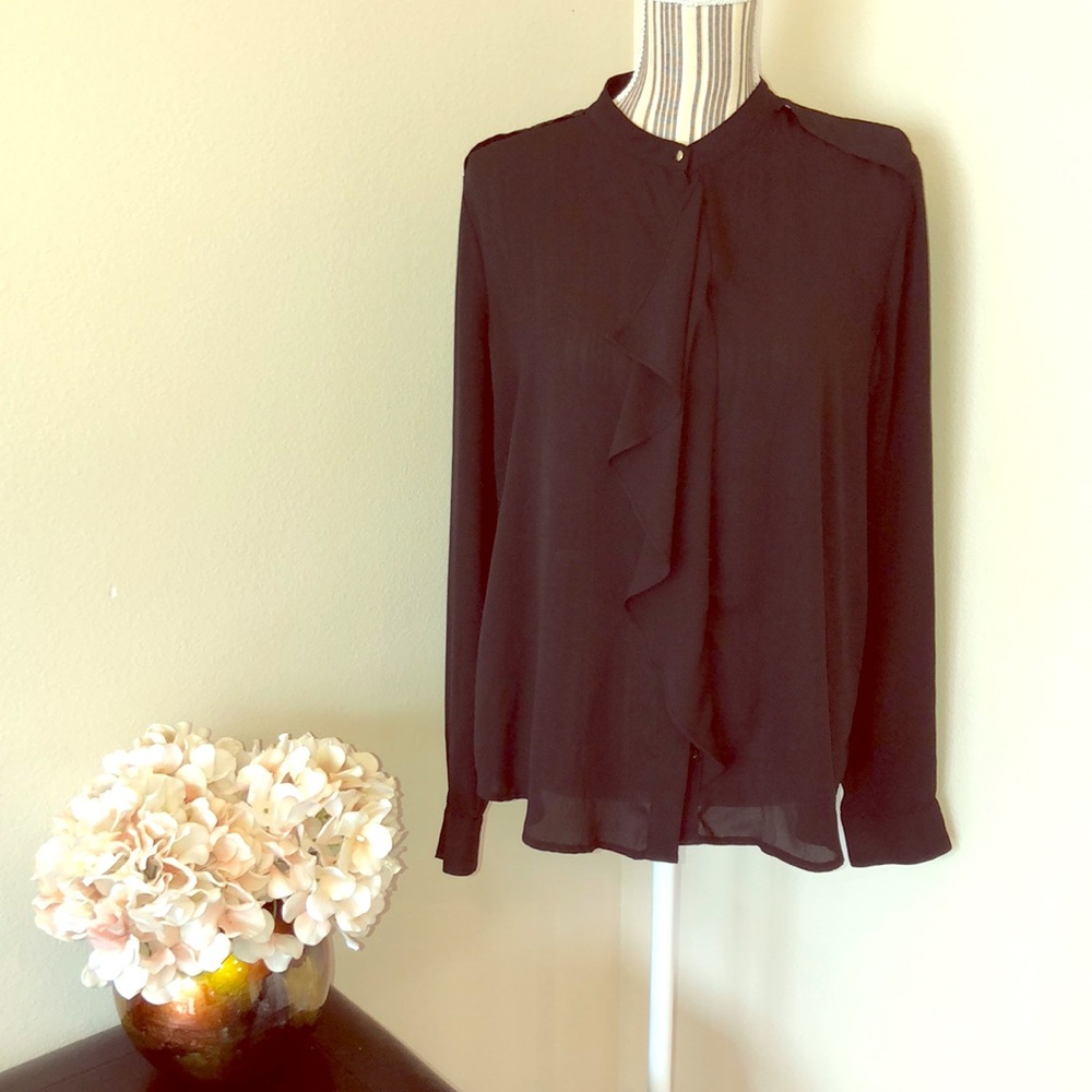 Ruffle Blouse Button Up